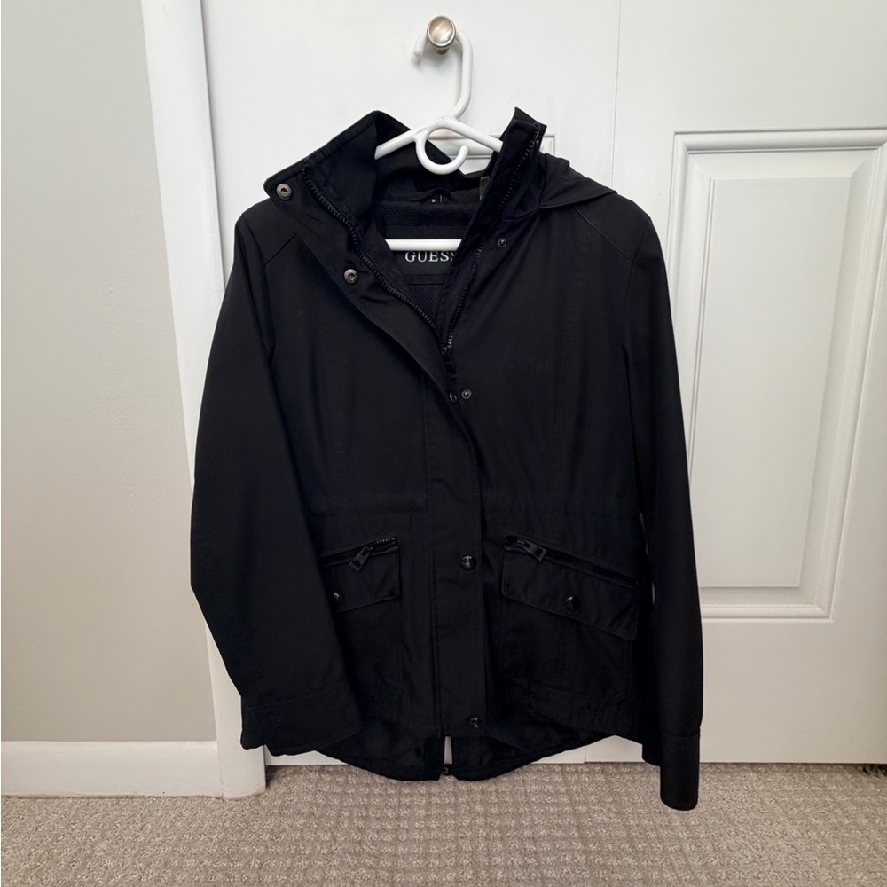 Guess Lightweight Hooded Jacket - Black, Size M